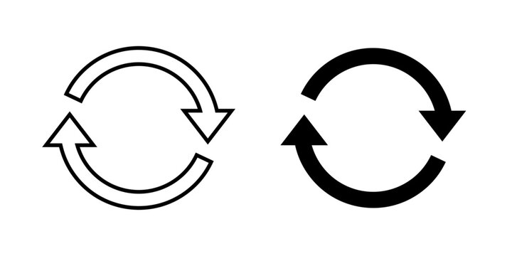 Repeat circular arrow icon set, refresh symbol, reload sign