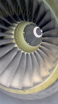 jet engine turbine spinner cone move slowly