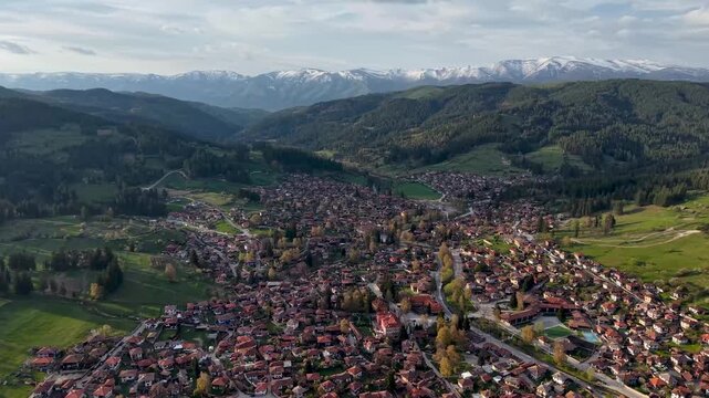 Panoramic Aerial View of Koprivshtitsa in Bulgaria