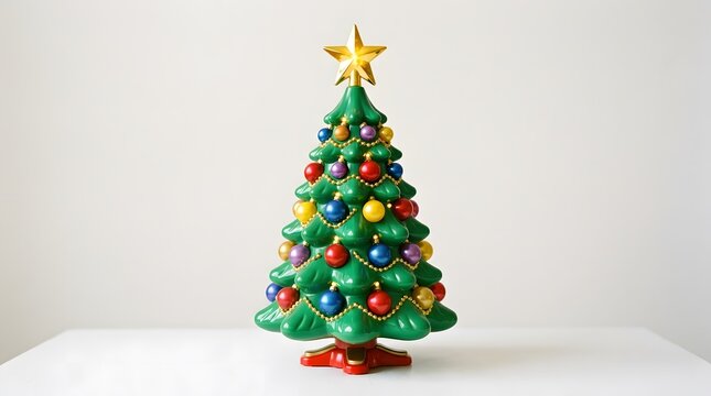 A beautiful vintage ceramic christmas tree with colorful lights wishing everyone a very merry chistmas holiday season