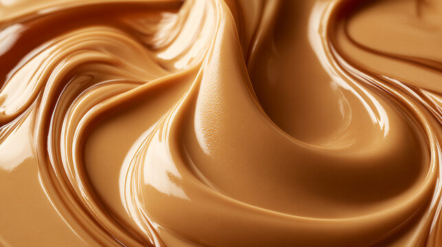Glossy Caramel Gold Liquid Waves with Luxurious Abstract Texture