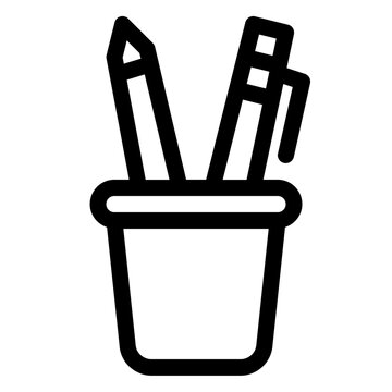 Stationery Pen Pencil Cup Line Icon