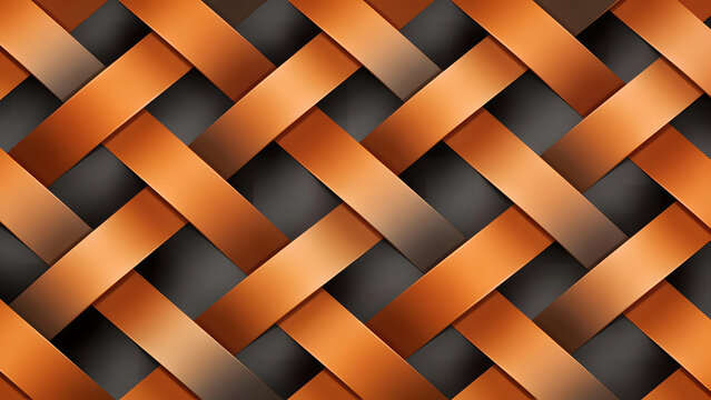 Elegant seamless basket weave interlace pattern in a burnt orange and charcoal color scheme, soft gradient shading