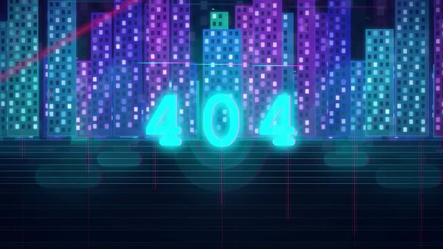 Abstract Digital Data Visualization with Glowing 404 Error Code in Futuristic Cyber Cityscape