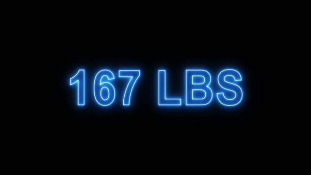 Glowing neon weight Scale Counter Animation &ndash; 00 to 500 LBS Numeric Display.