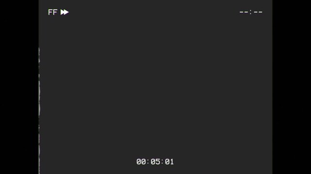 Vhs fast forward retro overlay with tracking lines and timecode