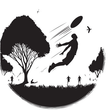 Black Frisbee park  Silhouette Vector, High Quality Illustration on White Background