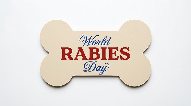 World rabies day text on a dog bone shape over white background
