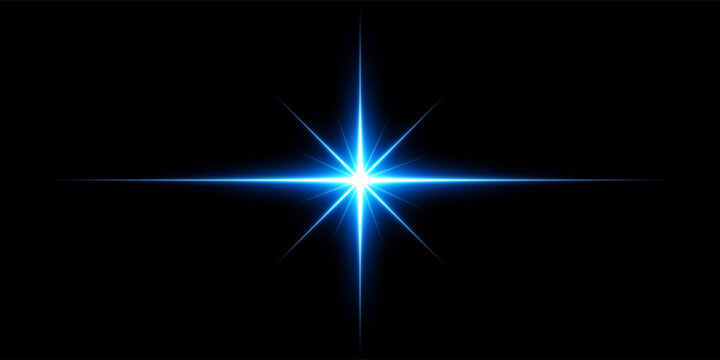 Blue luminous starburst, star glow overlay