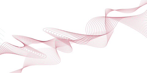 Fototapeta premium Abstract smooth red wavy lines on a transparent background. PNG.