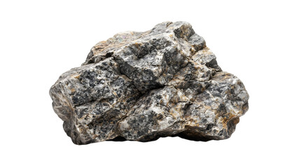 Obraz premium A detailed rough grey granite stone rock isolated on transparent background