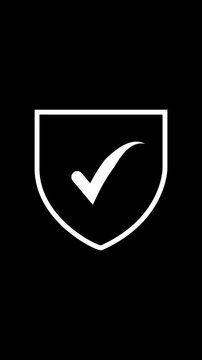 Tick approved animation plates project validation check mark vectors inside white shield borders Corporate compliance training video files look highly professional