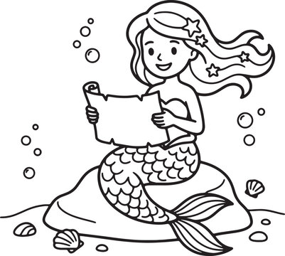 Young girl in polka dot dress sitting on crescent moon dots