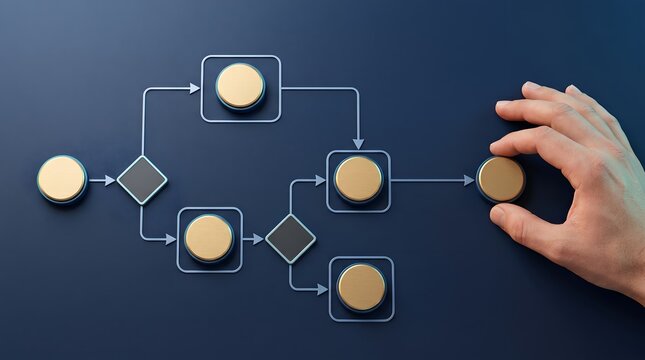 Isometric Digital Flowchart Algorithm and Workflow Process Diagram