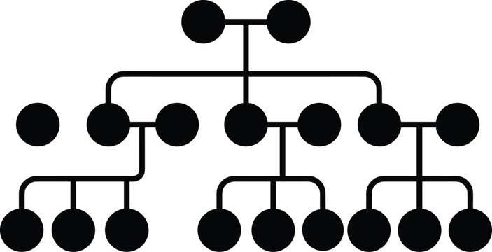 Black and white family tree diagram structure illustrating generational ancestry and lineage connections