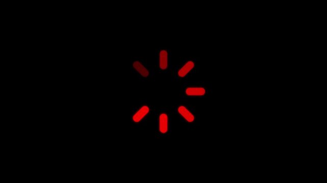 Animated of rad circle loading icon on screen black background Wheel loading concept icon animation 4k video