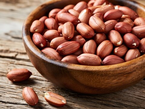 peanuts in a wooden bowl