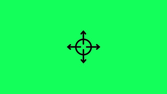 Minimalist solid style action to full screen solid icon animation on green background. Increasing and decreasing screen size graphic animation. Zoom icon expand for screen scaling and full screen mode