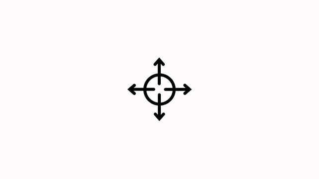 Minimalist solid style action to full screen solid icon animation on white background. Increasing and decreasing screen size graphic animation. Zoom icon expand for screen scaling and full screen mode