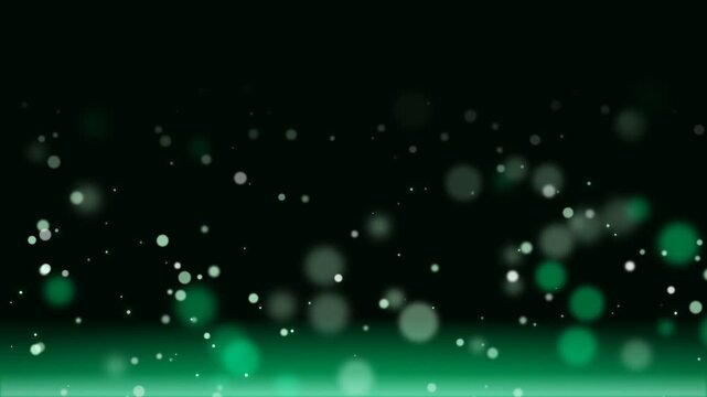 Emerald green glowing magic bokeh particles rising seamless loop fantasy motion background 4k