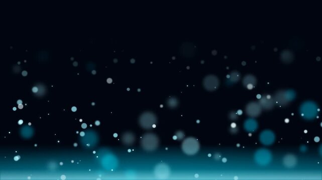 Deep blue glowing bokeh particles and stardust rising seamless loop horizontal video overlay 4k