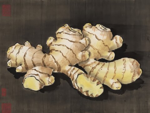 ginger root isolated on black