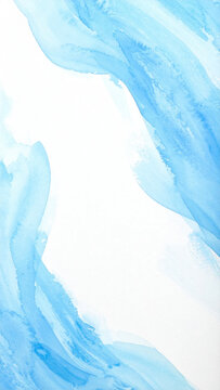 Watercolor blue abstract background with flowing brush strokes and white space for creative design