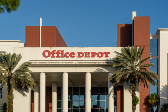 Boca Raton, Florida, USA - January 2, 2022: Office Depot headquarters in Boca Raton, Florida, USA. The ODP Corporation is an American office supply holding company. 
