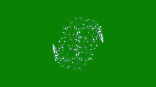 4k White glitter magic stars line effect, white glitter sparkling stars, blinking light effect on green screen, Luxury white glitter sparkles star trail, magic dust, pixie dust path.