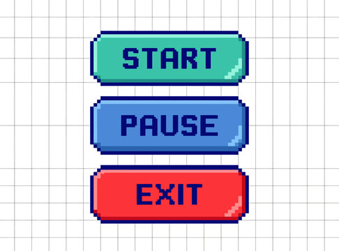Start, pause, and exit buttons for user interface design elements