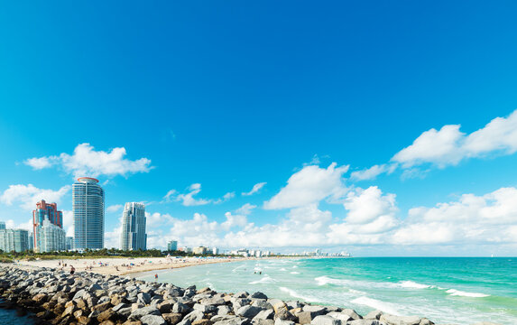 South Beach skyline and beach from South Pointe Pier