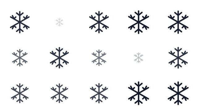 Winter Season Snowflake Icon Grid Animation