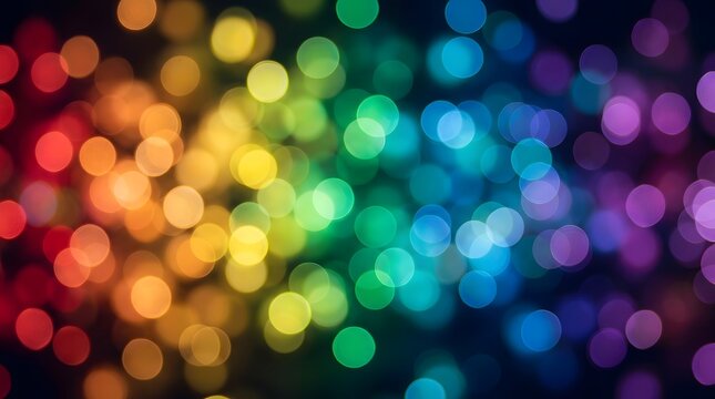 Abstract colorful rainbow bokeh lights background for a festive merry christmas holiday celebration and party greeting card design