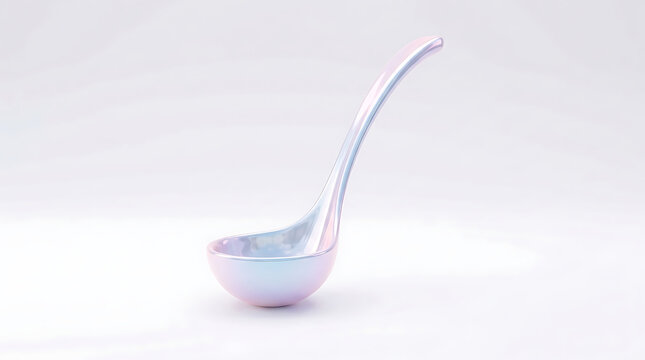 Pearlescent ladle on white background kitchen utensil