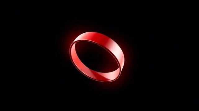 A red neon ribbon forms a rotating M&ouml;bius loop in a seamless mathematical abstract background.