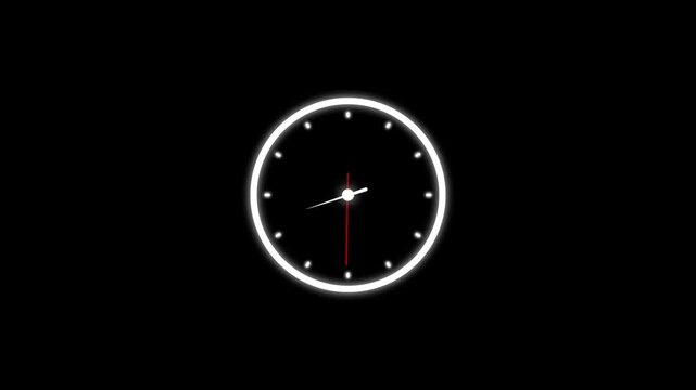 Time ticking on classic wall clock Time fast Time concept Wall clock show running time animation icon on black background.