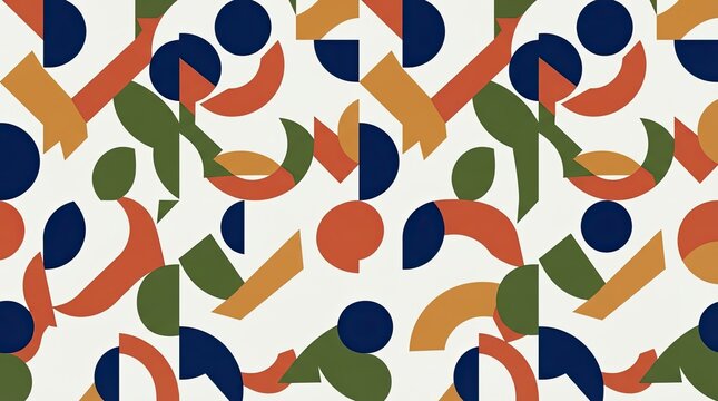 Abstract seamless pattern with colorful geometric shapes and circles
