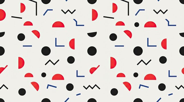 Abstract seamless pattern with red and black geometric shapes