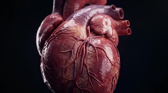 Anatomical human heart rotating