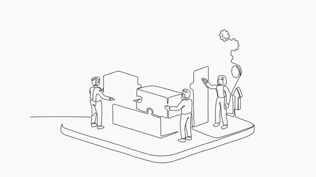 Animation video of team growth concept with business people building strategy together