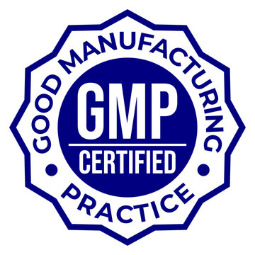 GMP Good Manufacturing Practice certified round SPIKED stamp on white background 