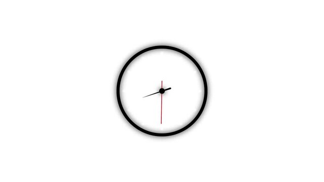 Time ticking on classic wall clock Time fast Time concept Wall clock show running time animation icon on white background.