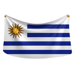 Obraz premium Uruguay National Flag Hanging on Fabric Cloth with Pins