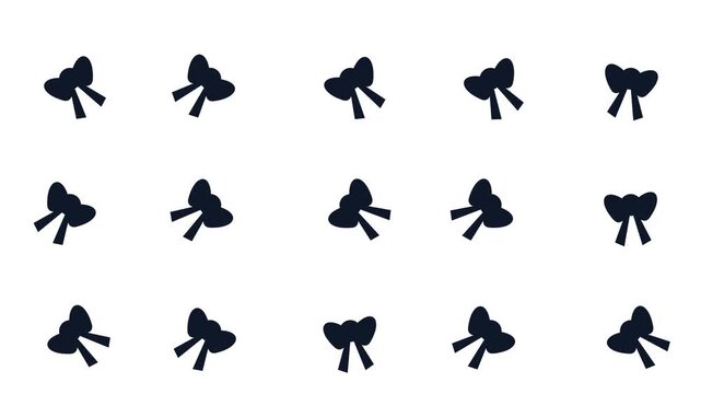 Rotating Grid Ribbon Bow Icons Dark Blue Silhouette