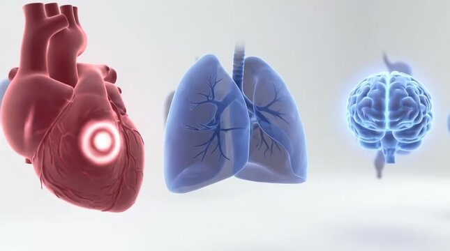 Zooming animation of human heart and internal organs