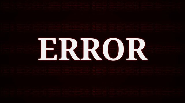 Error Glitch Text Animation Dark Digital Background
