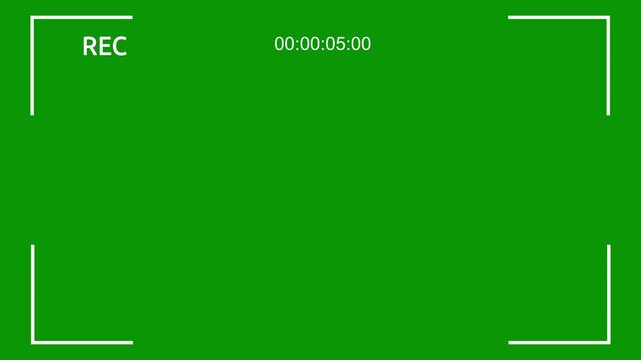Retro camcorder recording interface overlay, cctv security monitor frame, digital camera viewfinder UI display, battery indicator timecode element, video production, green background video