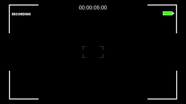 Retro vhs camcorder viewfinder screen overlay, rec indicator date time stamp, vintage 1990s home video aesthetic, glitchy text video frame, 4k alpha channel design, black background video