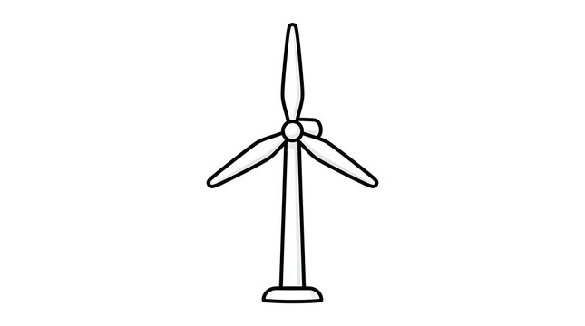 Minimalist vector illustration of a wind turbine. Represents renewable energy, ecological power generation, sustainability, and environmental conservation in a clean, simple cartoon style