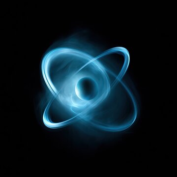 Glowing Blue Atomic Model with Electron Orbits Illustration